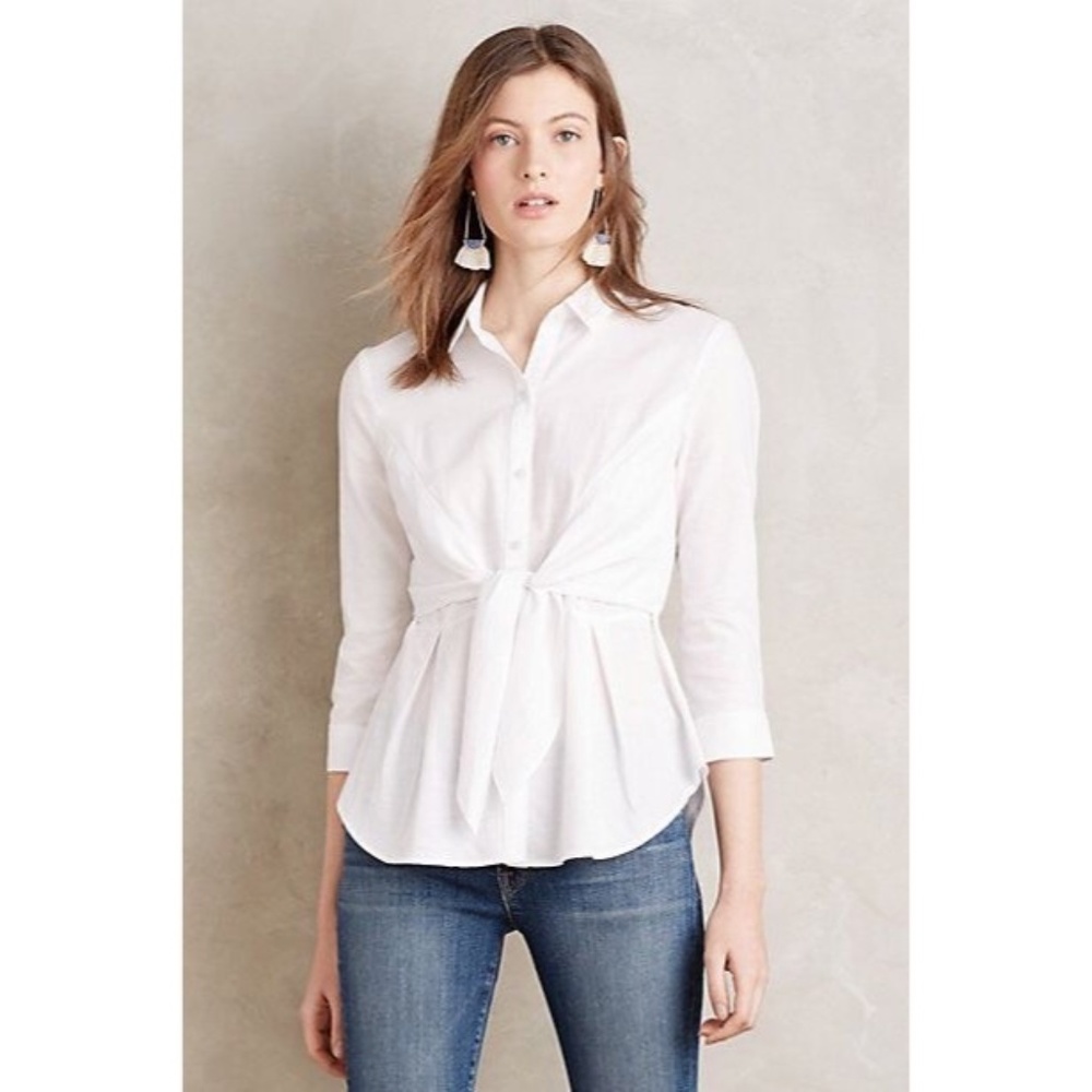 Anthropologie Tie-Front Buttondown